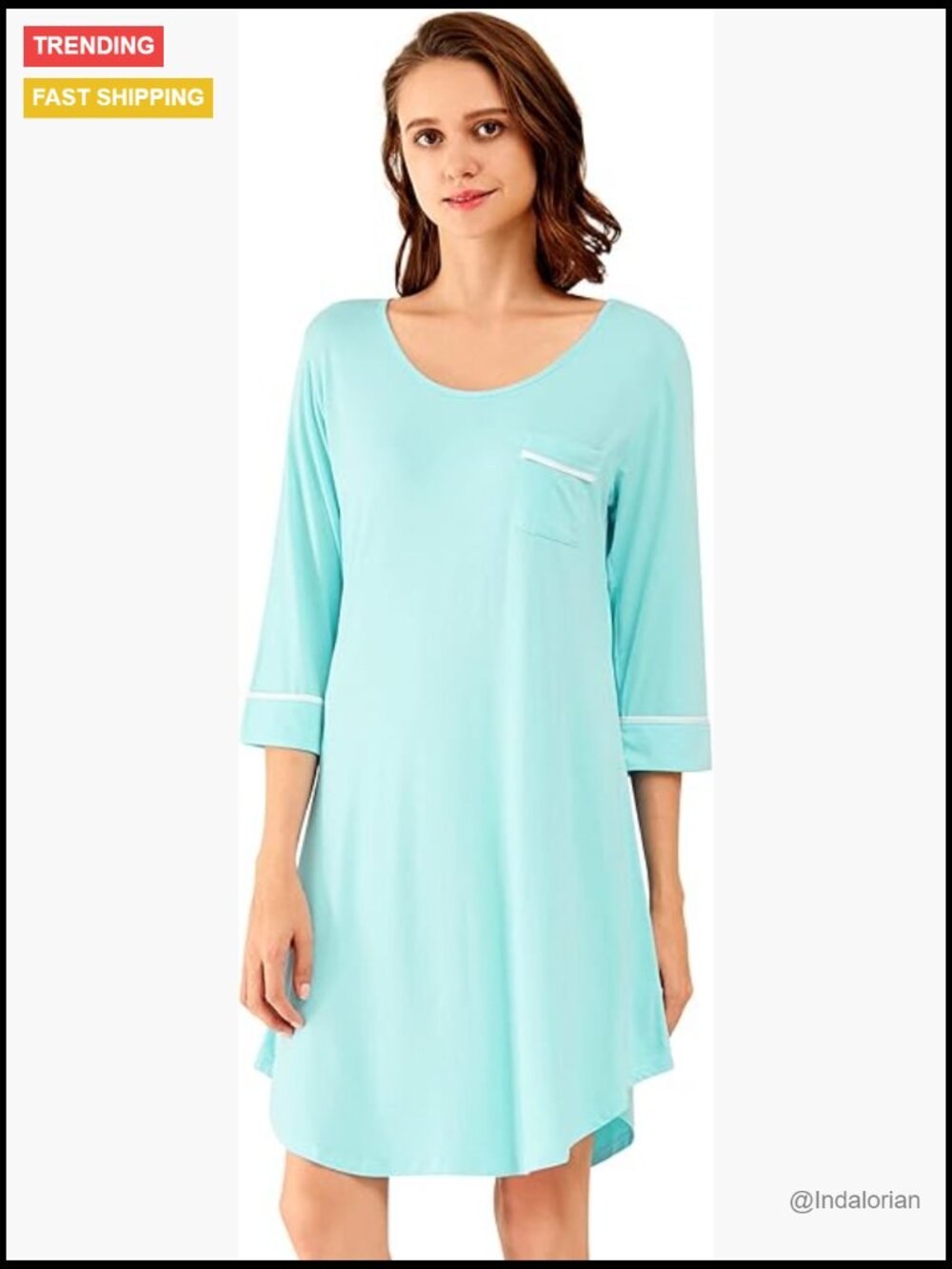 Super Soft Cooling Nightgown 3/4 Sleeve Bamboo Viscose Sleep Dress S-4X